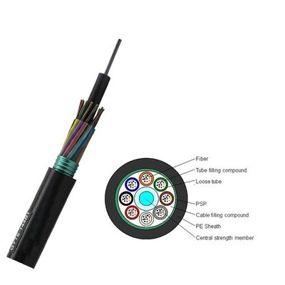 96 corde de câble optique de fibre du noyau G652D avec le fil d'acier de gaine de PE GYTS