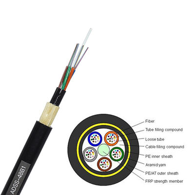 noyau optique du câble 48 de la fibre ADSS d'envergure de 100m aérien avec la double veste