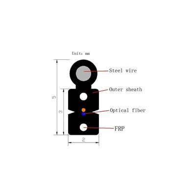 2 câble d'interface optique extérieur de fibre du noyau FTTH avec le porteur central de FRP
