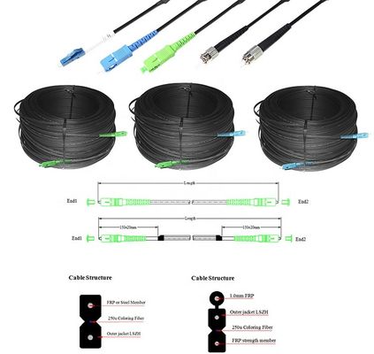 Câble d'interface de Jumper Outdoor FTTH, corde de correction optique de fibre de G657A