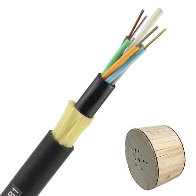 Câbles optiques 2 de fibre d'Adss 4 8 24 48 96 câbles de fibre optique foncés aériens ADSS de mode unitaire de la fibre G652D du noyau 12 extérieurs
