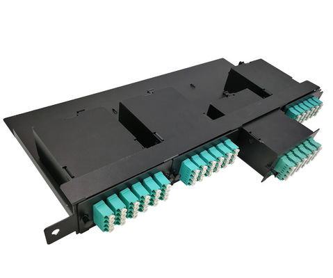 144 creuse 19&quot; tableau de connexions de la fibre MPO de 1U MTP avec des cassettes de 4pcs OM3 MTP-LC