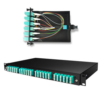 144 creuse 19&quot; tableau de connexions de la fibre MPO de 1U MTP avec des cassettes de 4pcs OM3 MTP-LC