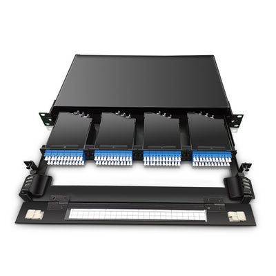 144 creuse 19&quot; tableau de connexions de la fibre MPO de 1U MTP avec des cassettes de 4pcs OM3 MTP-LC