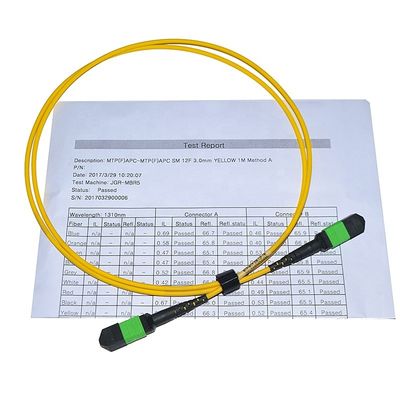 12 corde de correction de câble de fibre de noyau du noyau 24, câble de correction de Mtp Mpo Om3 Om4 pour Qsfp