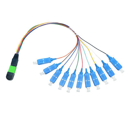 12 la correction adaptée aux besoins du client de fibre du noyau 0.9mm MPO attachent 1M unimodal Fanout
