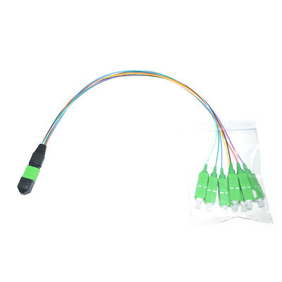12 la correction adaptée aux besoins du client de fibre du noyau 0.9mm MPO attachent 1M unimodal Fanout
