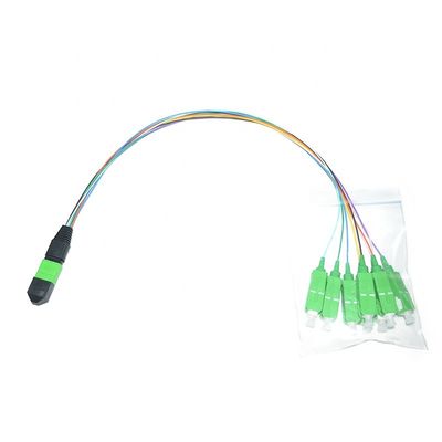 Sortance adaptée aux besoins du client de la fibre 0.9mm du mâle LC du noyau MPO du câble équipé de fibre 12