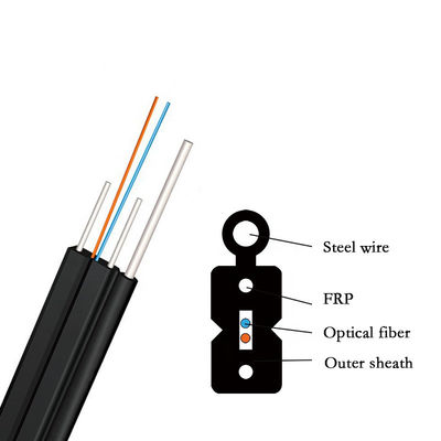 Câble optique GJYXCH de fibre de baisse de noyau de FTTH 12 avec la couleur noire de fil d'acier