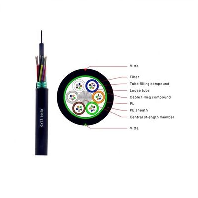 96 corde de câble optique de fibre du noyau G652D avec le fil d'acier de gaine de PE GYTS