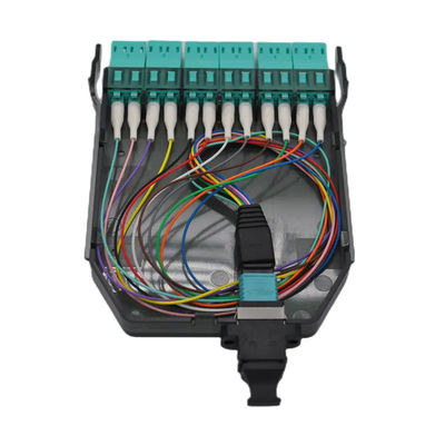 Tableau de connexions noir de MPO, MPO dans la cassette de LC avec 12 noyaux 24 noyaux
