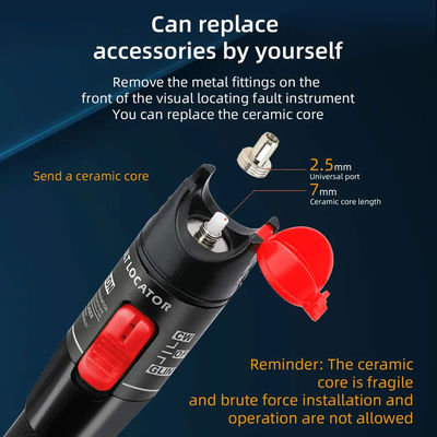 Accessoires adaptés aux besoins du client de câble de la fibre 650nm, Localisateur visuel de défauts de type stylo 30mw